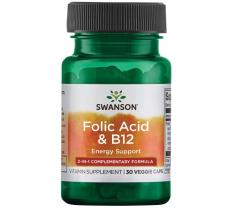 Swanson Folic Acid+B12 30 vcaps