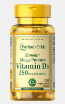 Puritan's Pride Vitamin D-3 (Mega-Potency 10.000 IU) 100 softgels