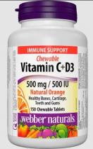 Webber Naturals Vitamin C + D3 500 mg 200 tabl