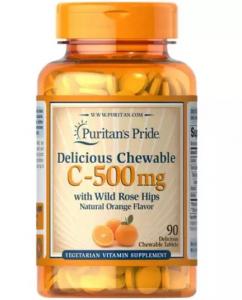 Puritan's Pride Chewable  C-500 with Rose Hips 90 tab