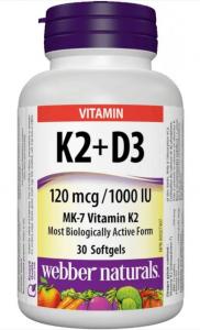 Webber naturals Vitamin K2+D3 30 softgels