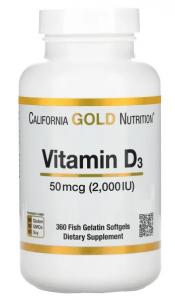 Vitamin D3 2000IU 360 softgrls California Gold Nutrition