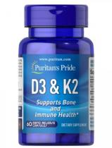 Puritans Pride Vitamin D3+K2 60 капс